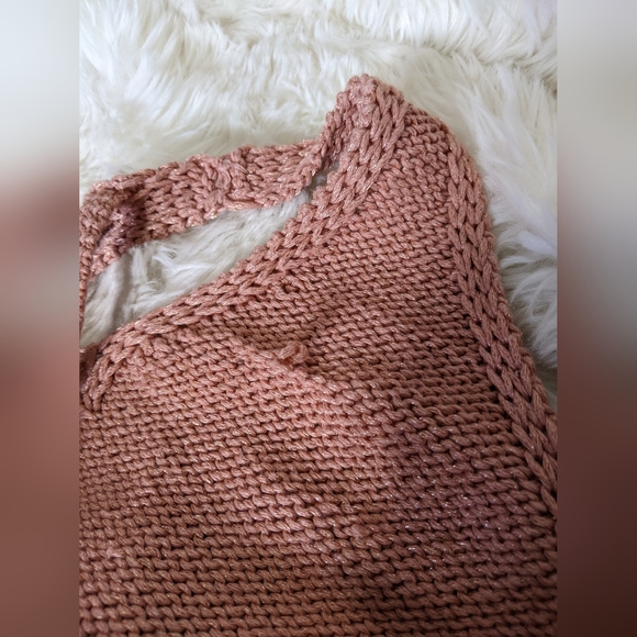 Intermix v-neck Pink Sparkle, knit tie back, tank top shirt, small - Picture 12 of 12